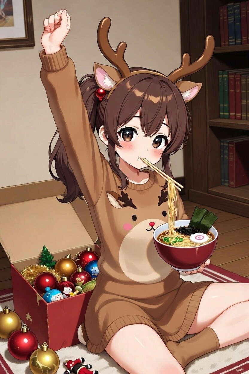 クリスマスの片付けをしていたが途中で飽きたトナカイ