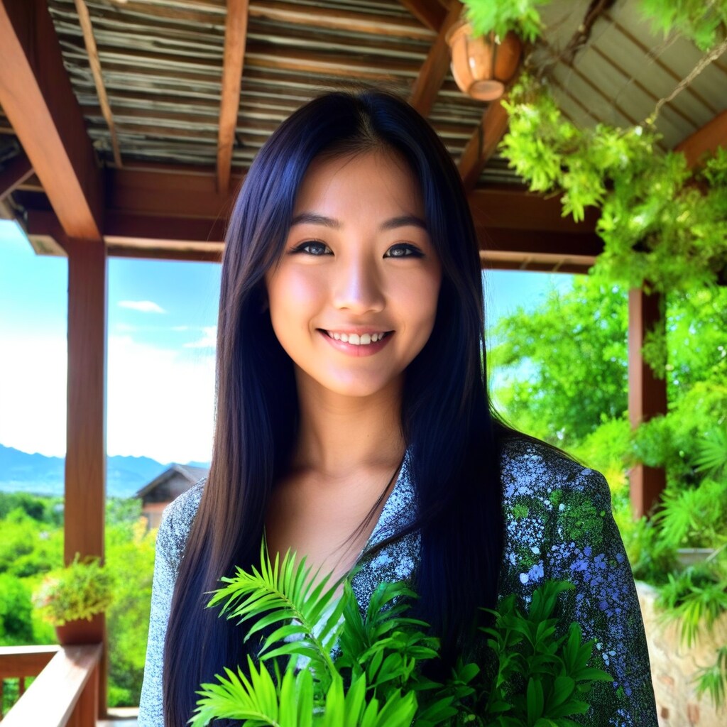 海外家屋と美女