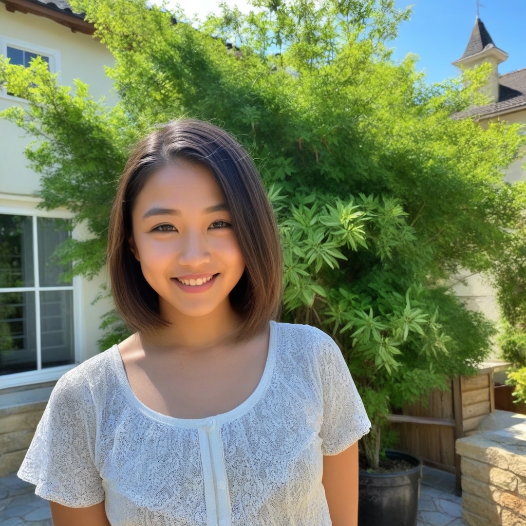 海外家屋と美女