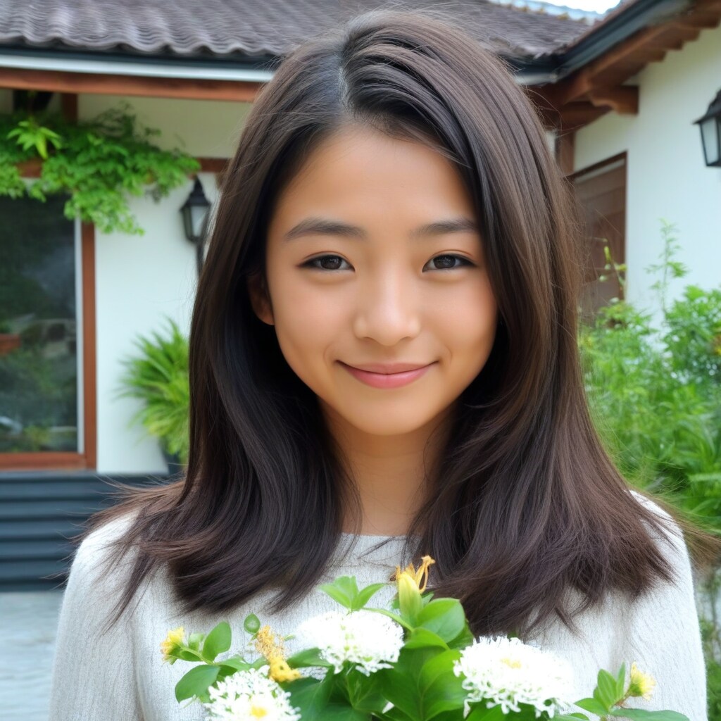 海外家屋と美女