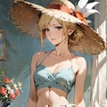 羽付き帽子レディ 2枚目