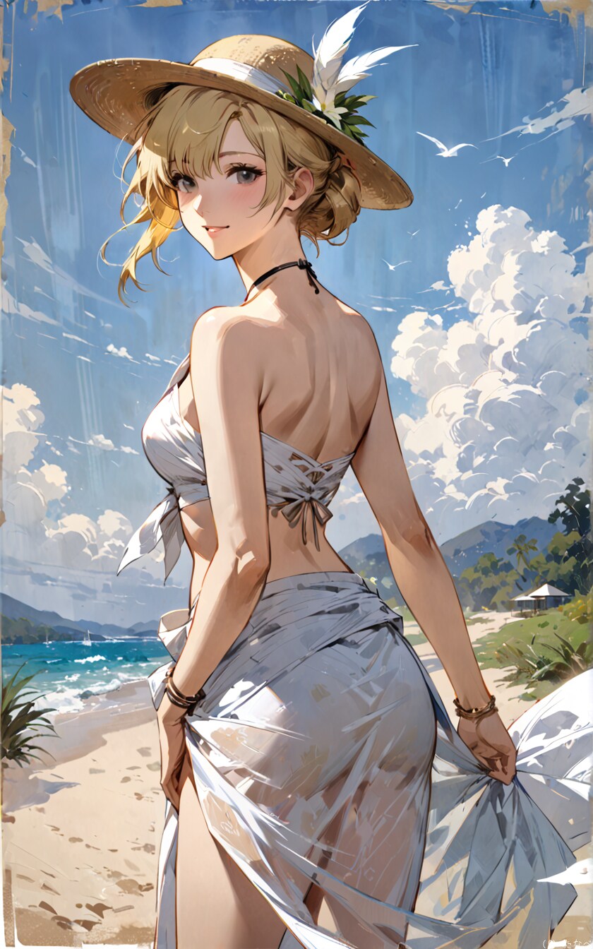羽付き帽子レディ