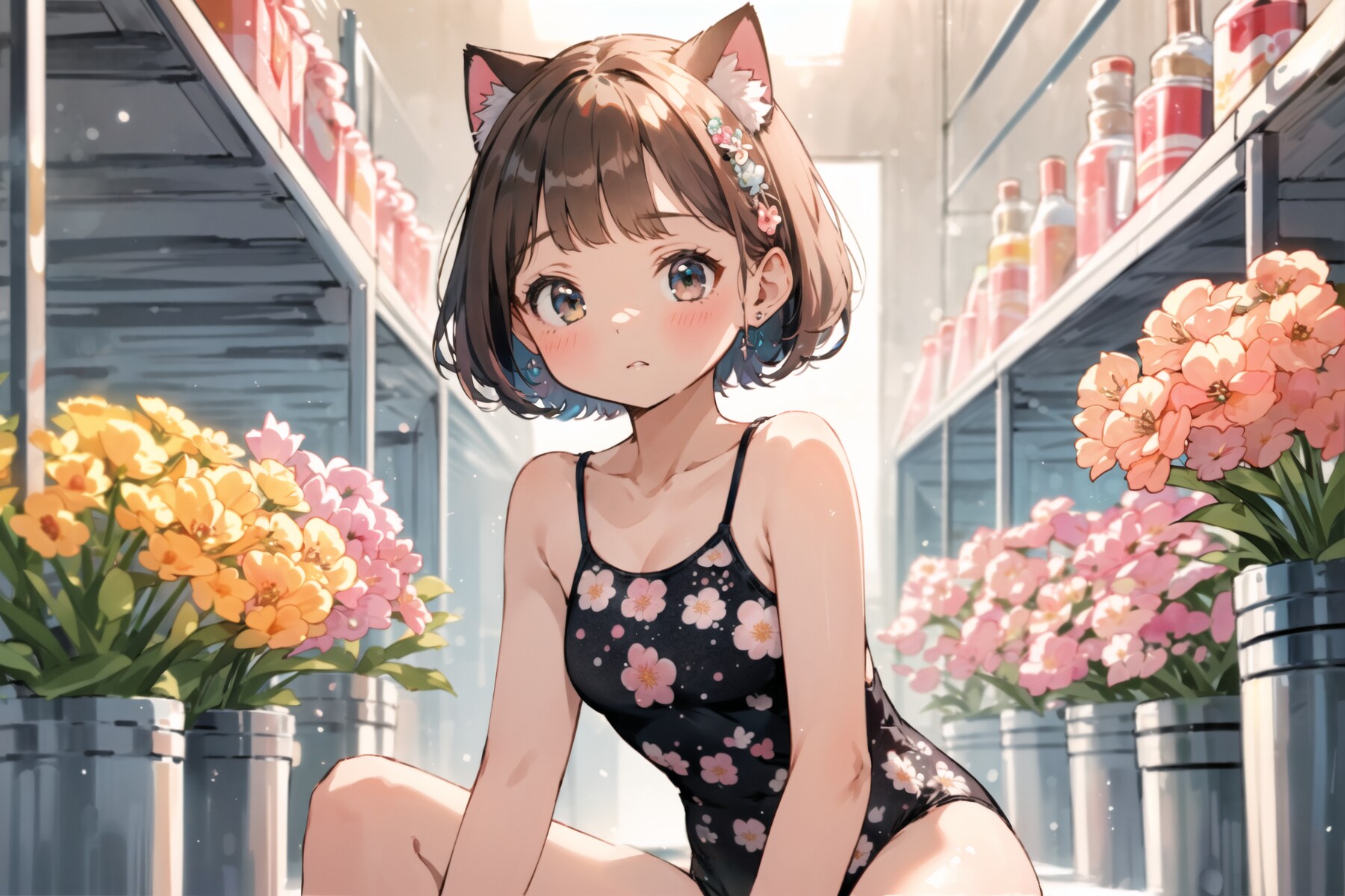 猫耳花柄水着少女 : 2023.09.05