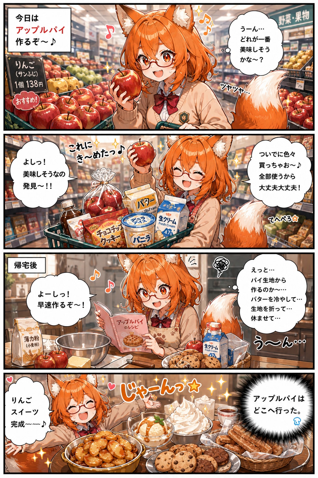 アップルパイを作る稲守あやかちゃん