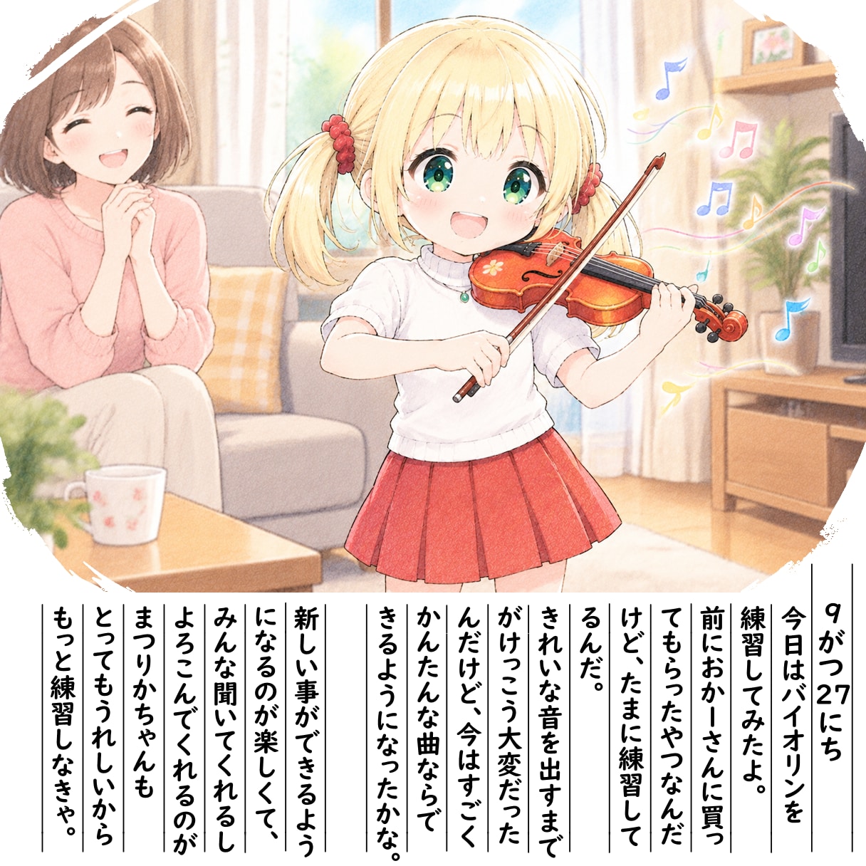 【絵日記】バイオリンの練習♪ | の人気AIイラスト・グラビア