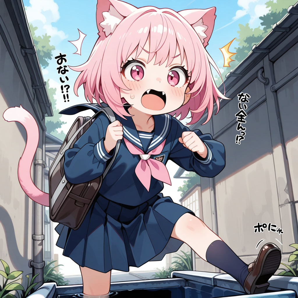 用水路に片足を突っ込むるねこ | の人気AIイラスト・グラビア