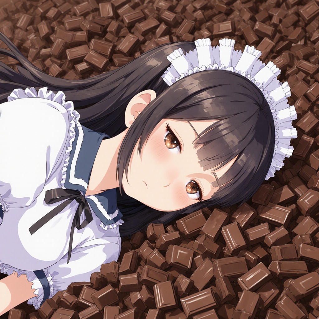 チョコレートにメイドをのせる