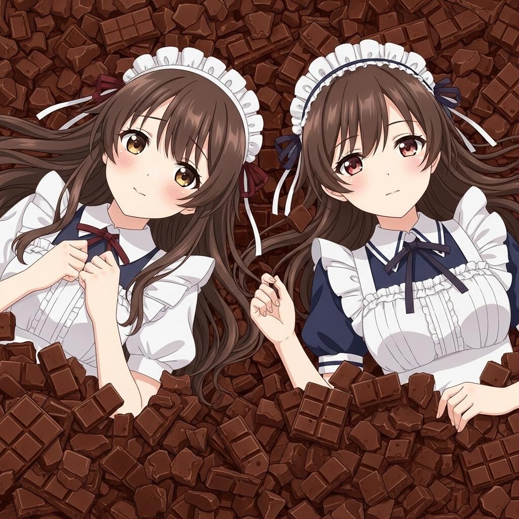 チョコレートにメイドをのせる