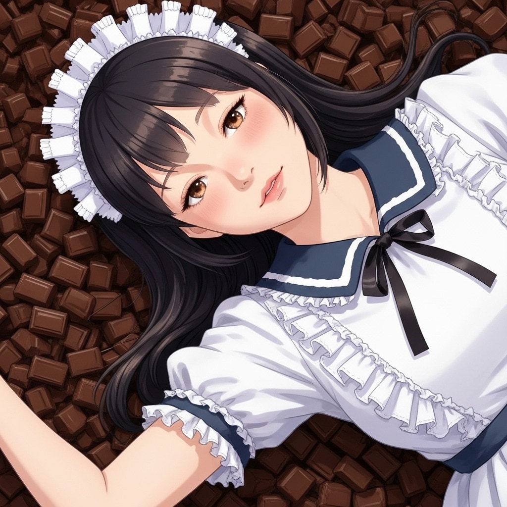 チョコレートにメイドをのせる