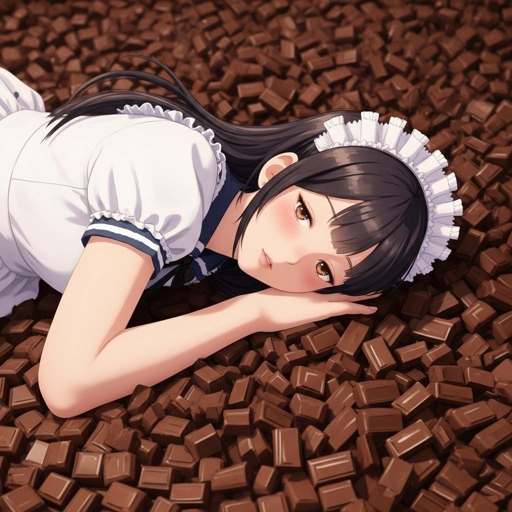 チョコレートにメイドをのせる