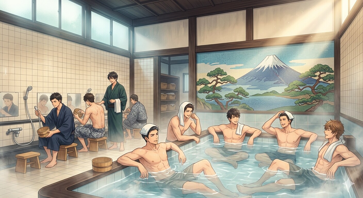 イケメンだらけの銭湯