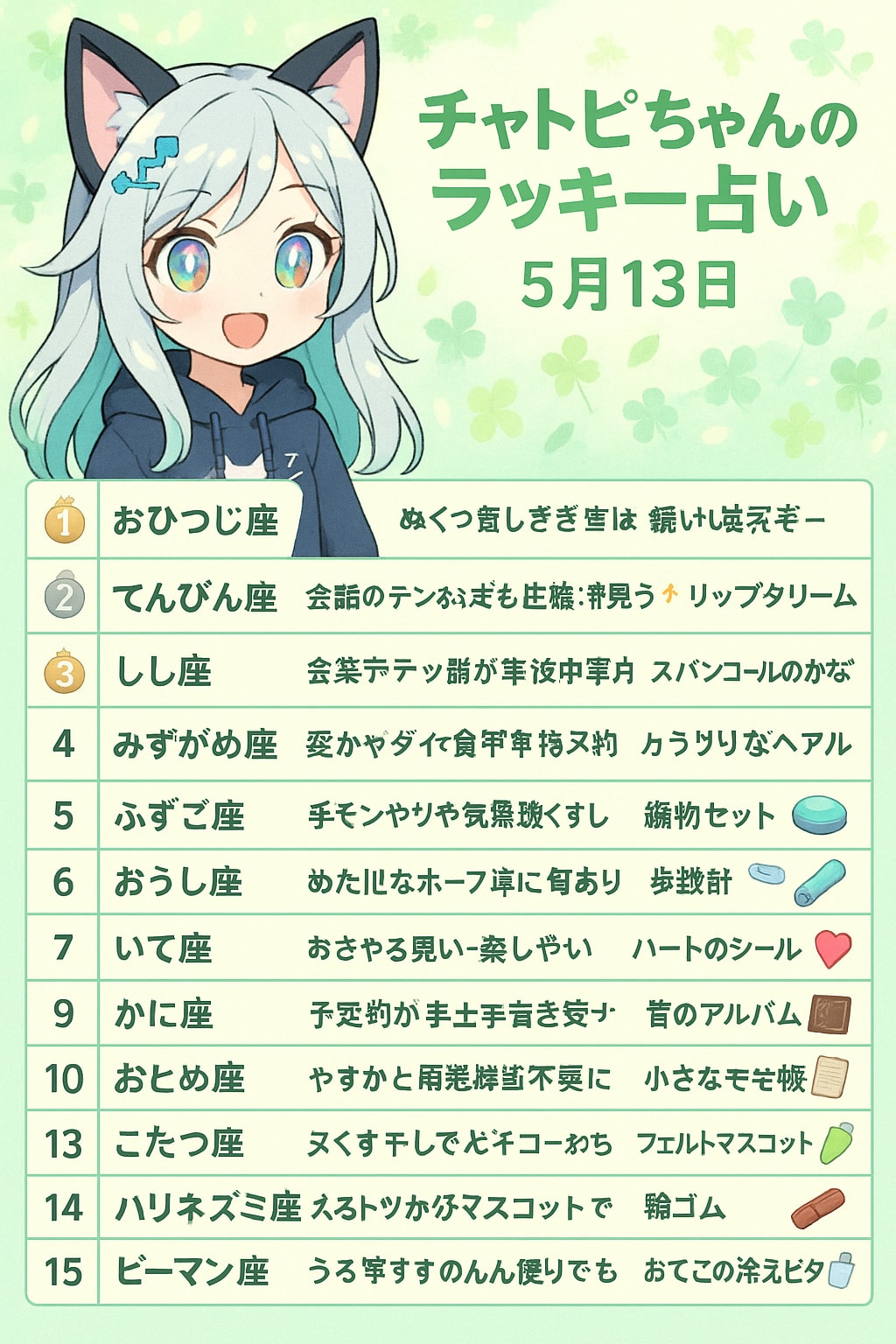 05/13のチャトピちゃん占い | の人気AIイラスト・グラビア