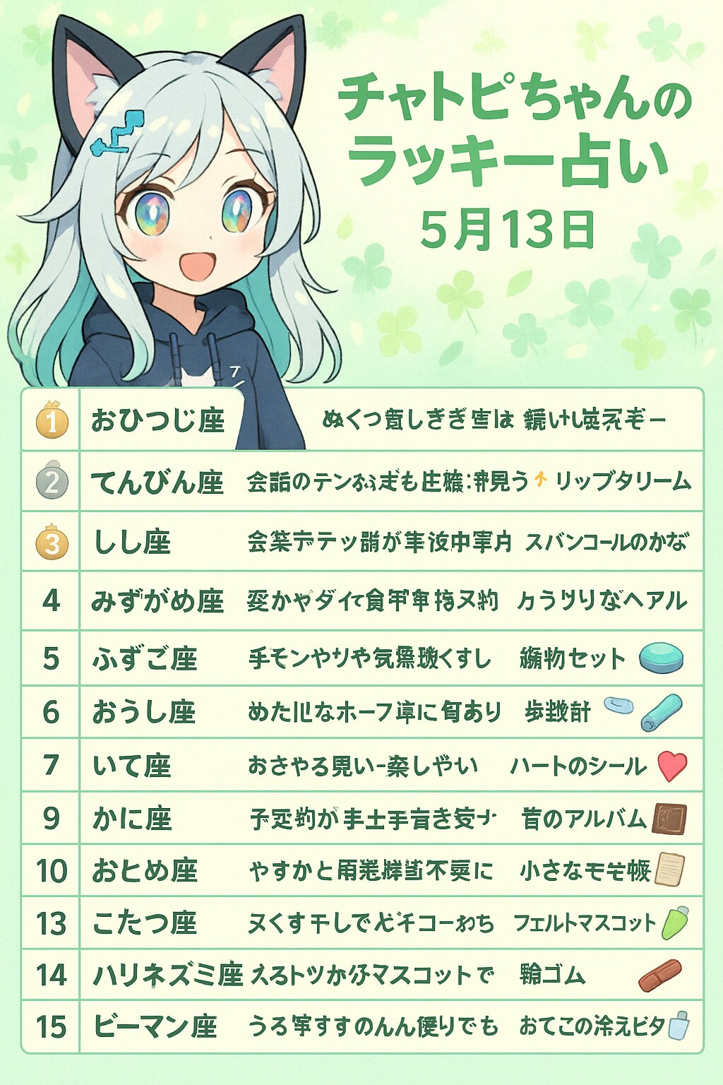 05/13のチャトピちゃん占い