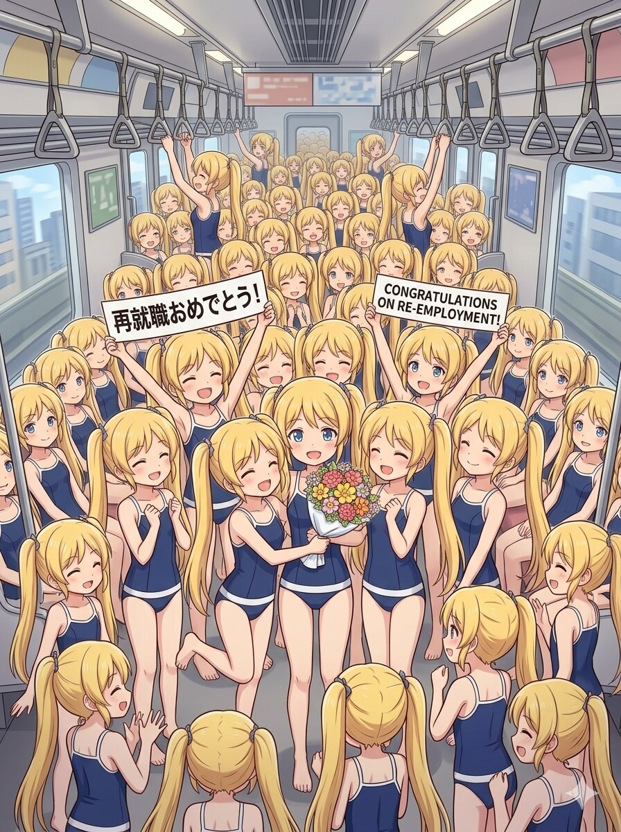 再就職を祝ってくれたクローン達と行く満員電車6