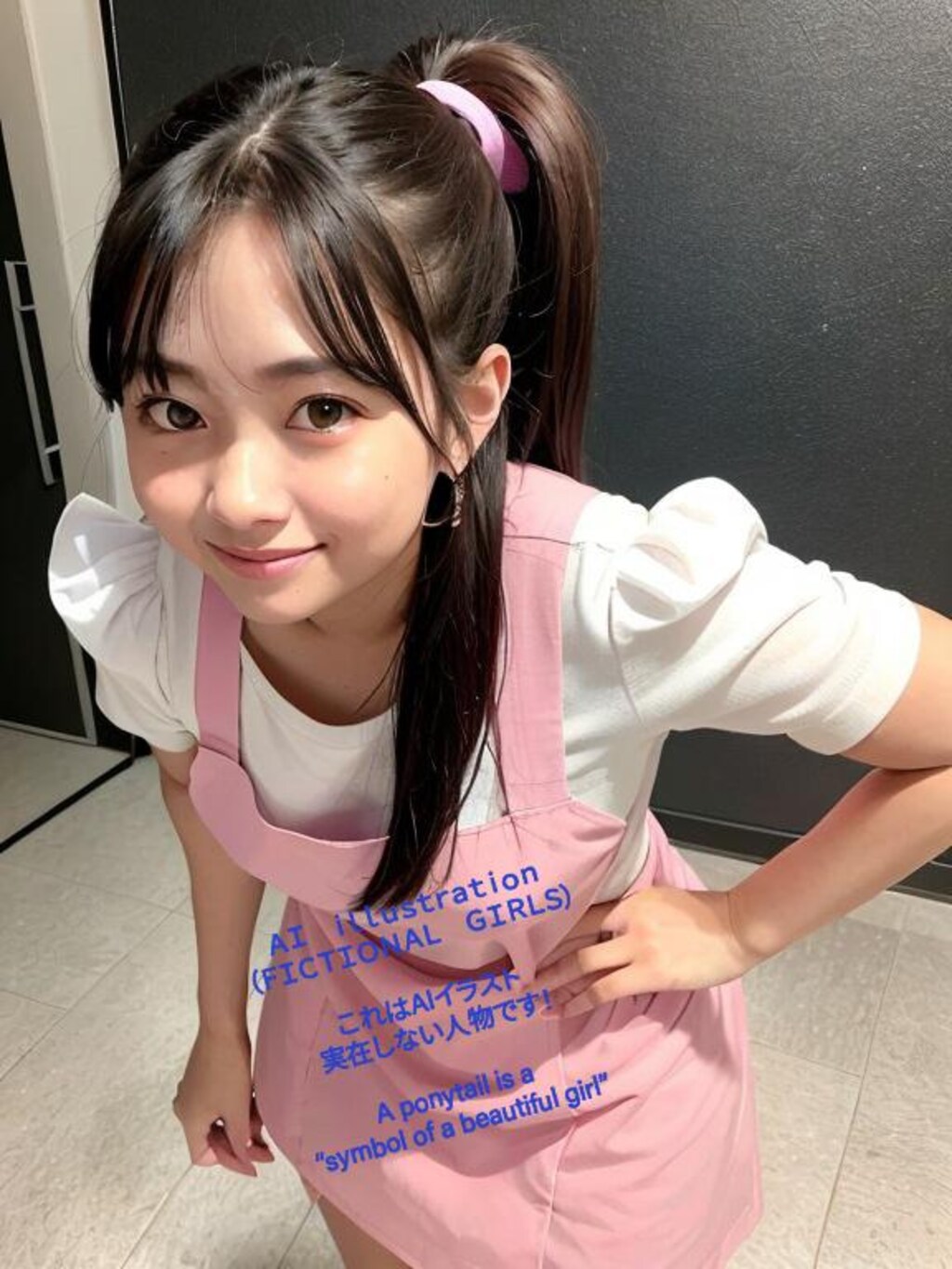 珍しくポニーテールにした美少女