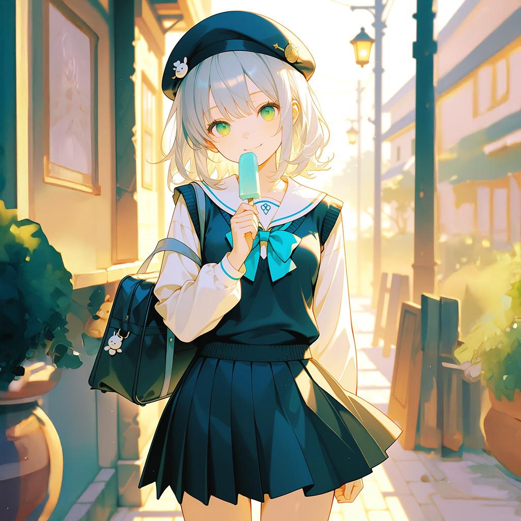 『学校帰りだからいいんだよ！アイスキャンディー』 | の人気AIイラスト・グラビア
