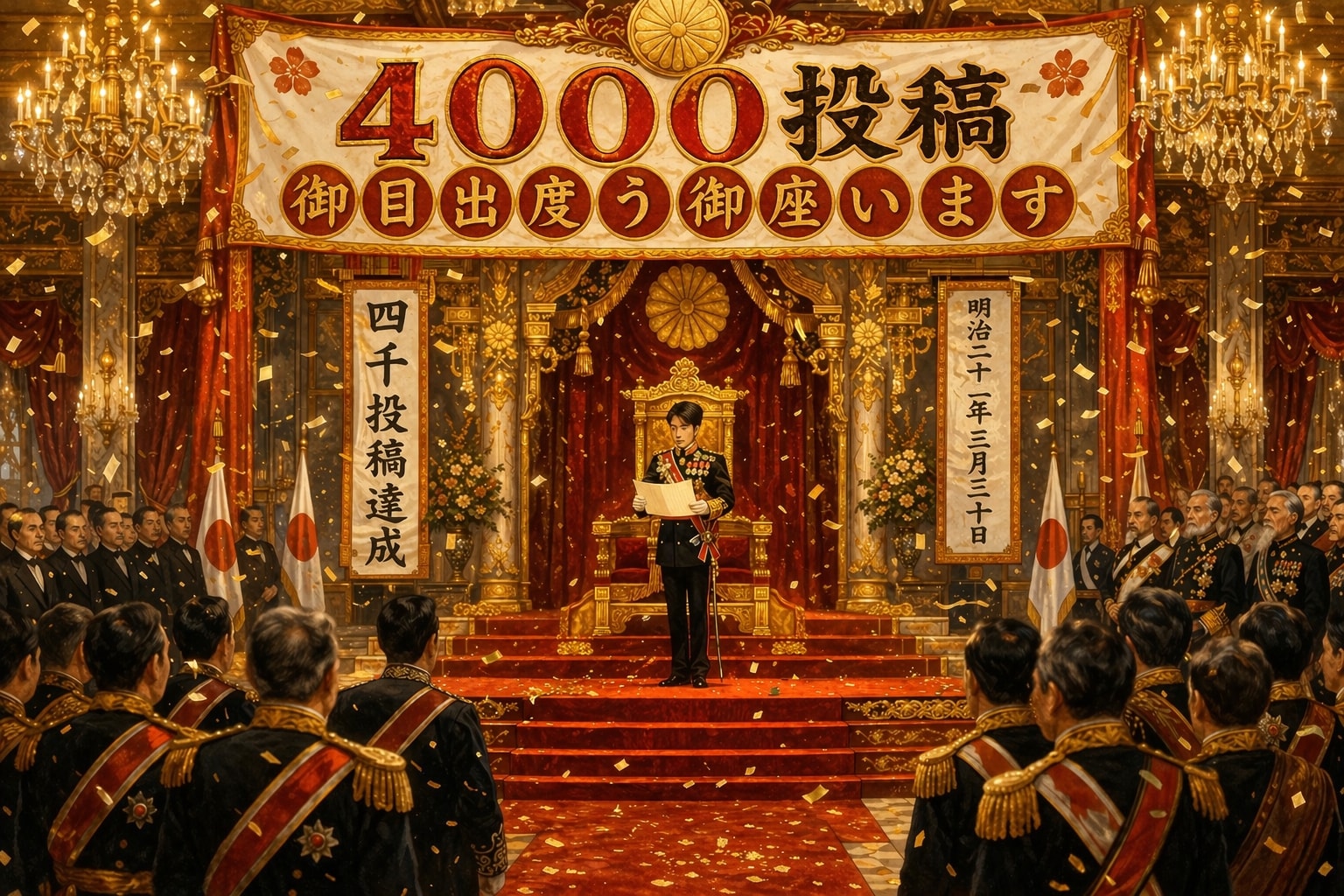 「四千投稿 お目出度き事に御座います」 | の人気AIイラスト・グラビア
