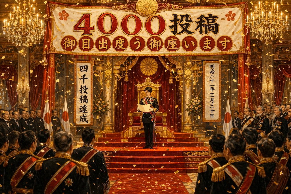 「四千投稿 お目出度き事に御座います」