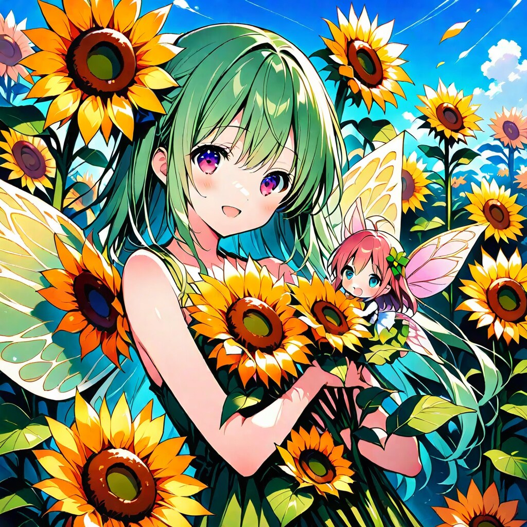 ひまわり畑の妖精−GRYPHON | の人気AIイラスト・グラビア
