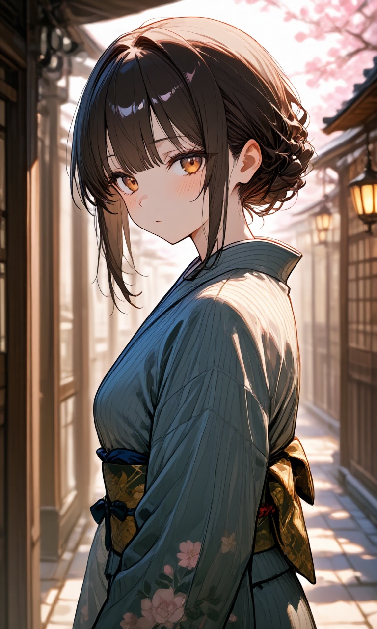 桜並木の町で | の人気AIイラスト・グラビア