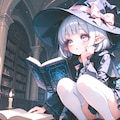 読書に夢中でパンチラに気付かない見習い魔女の子 3枚目