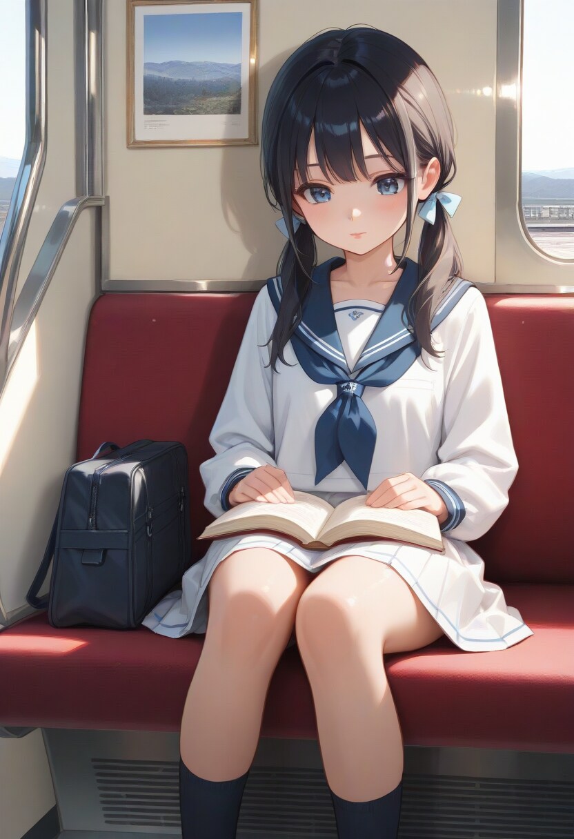 正面に座った少女(2)