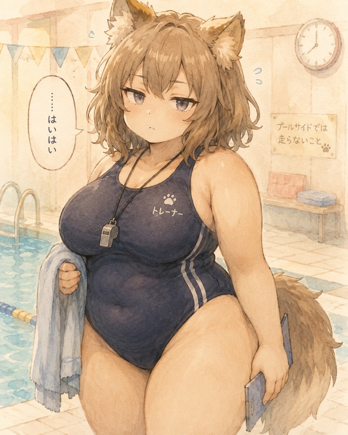 おねえさんけもの水泳トレーナーさん