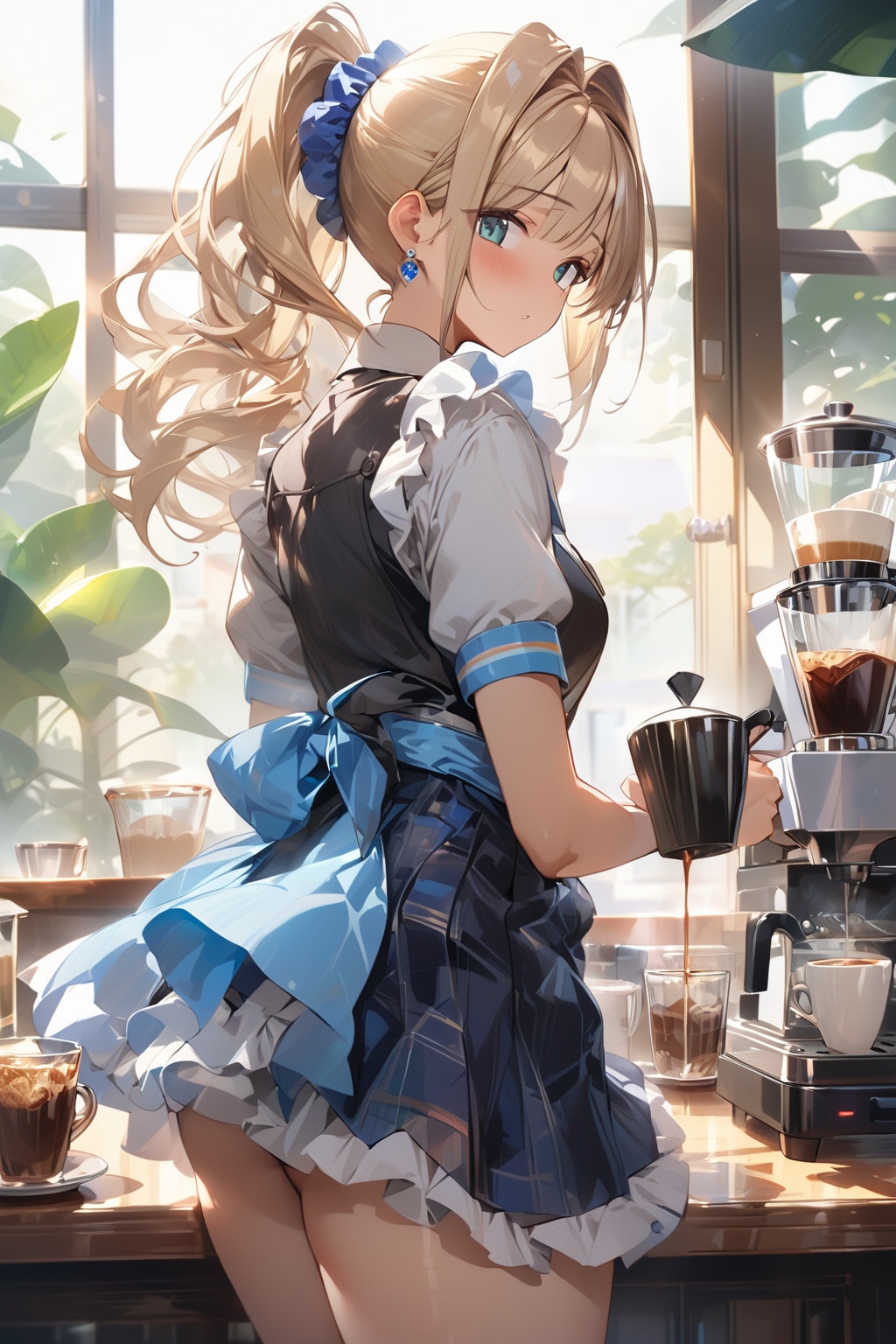 金髪ポニーテールの美少女メイド　ーVer.01ー