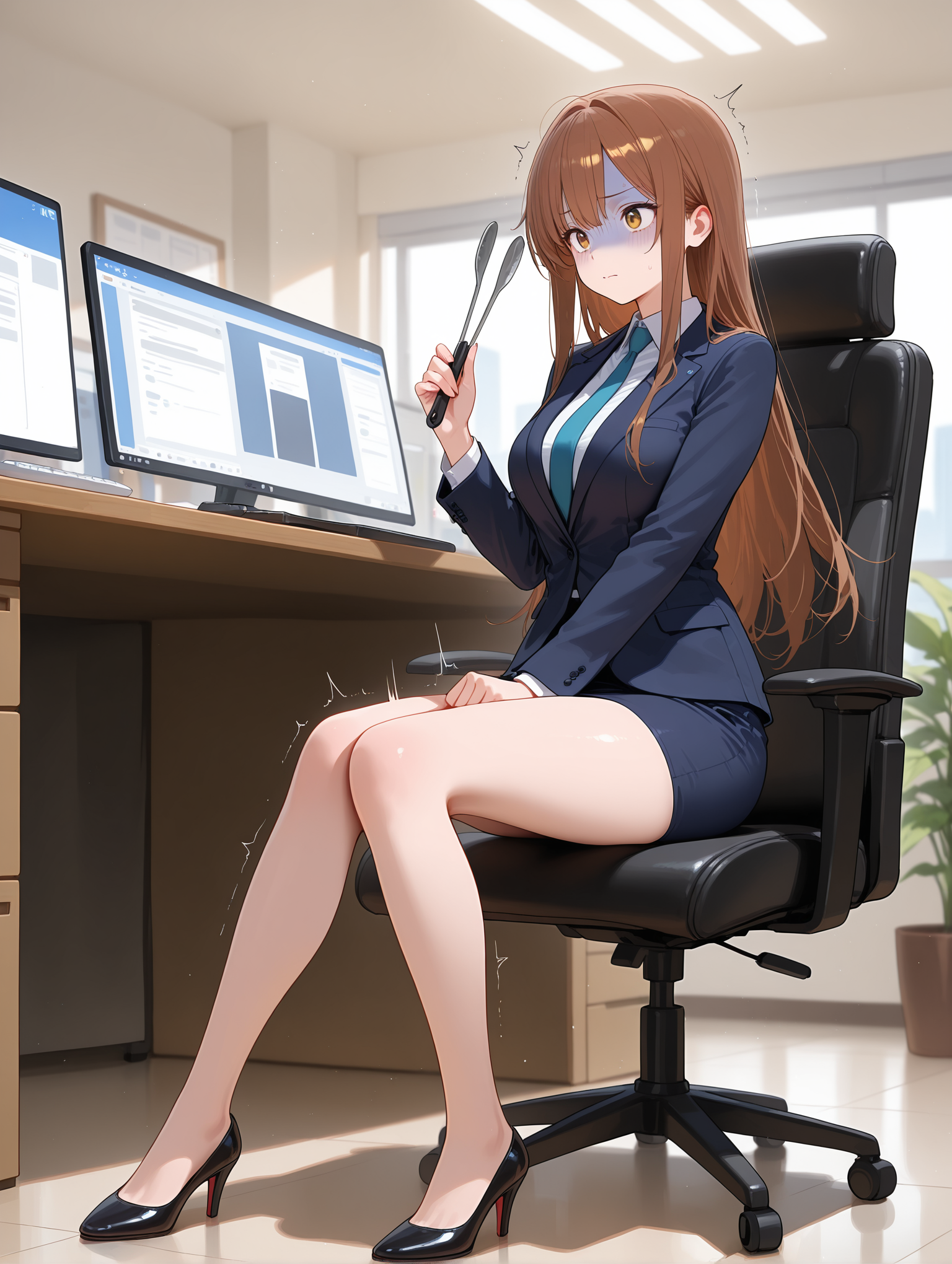 座っててもトングをカチカチ鳴らしてはいけません！　【編集室の静寂とトング】 | の人気AIイラスト・グラビア