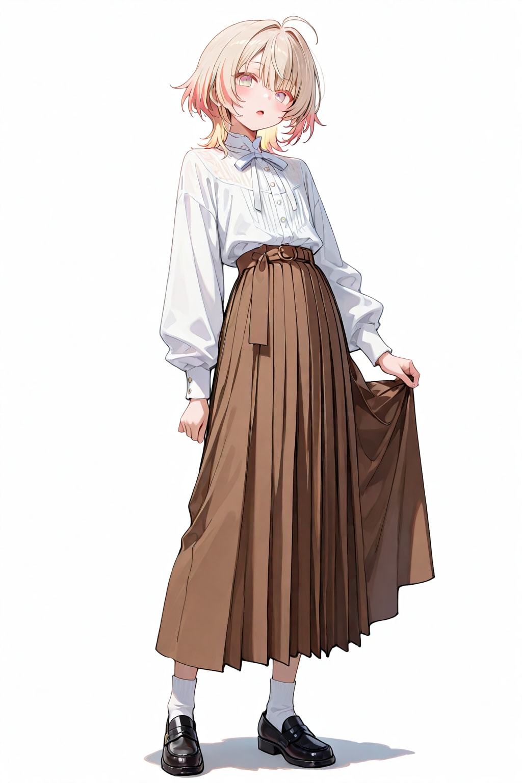 Ejaculation on a long skirt sequence