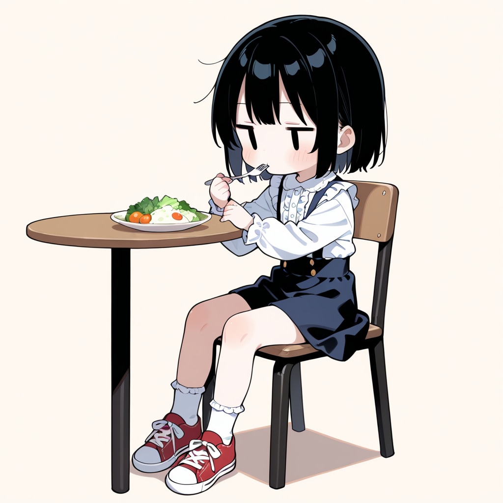 サラダを食べる