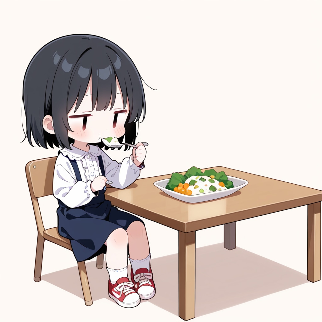 サラダを食べる