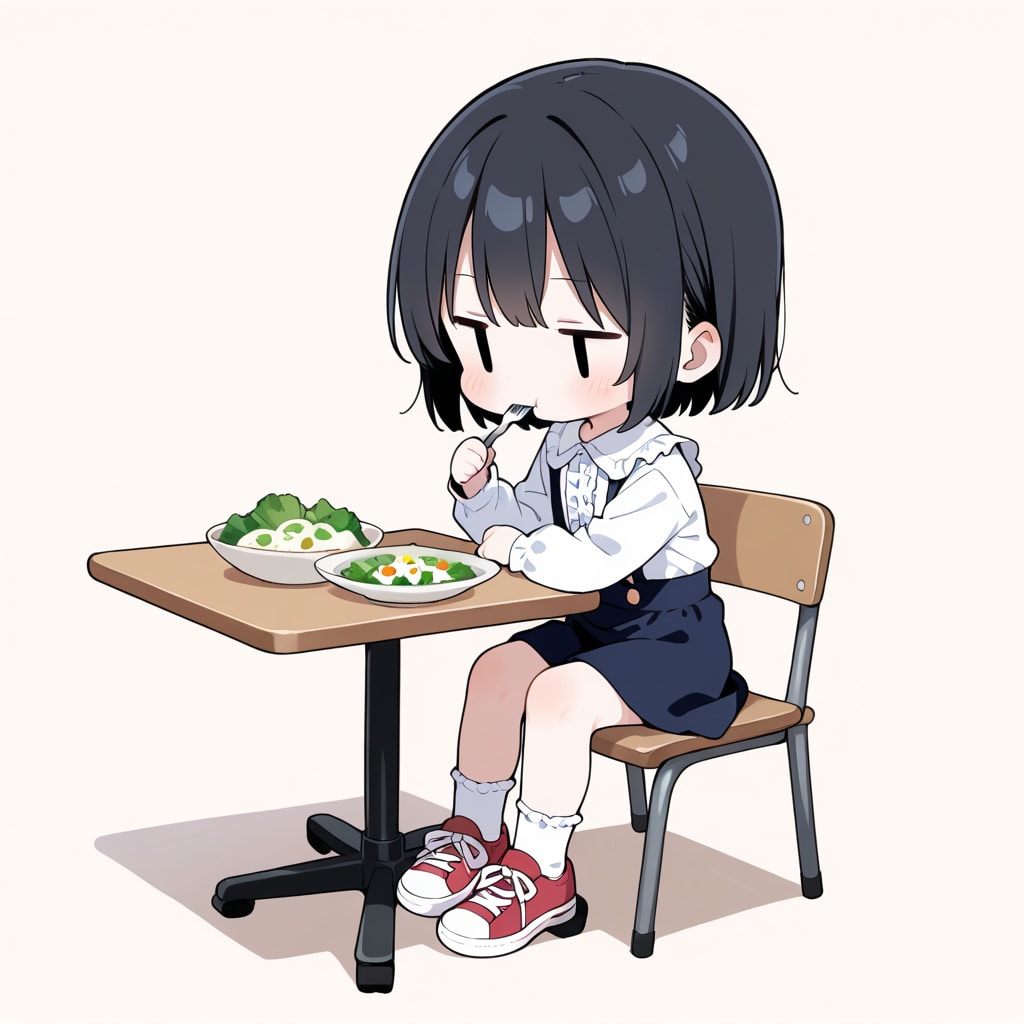 サラダを食べる
