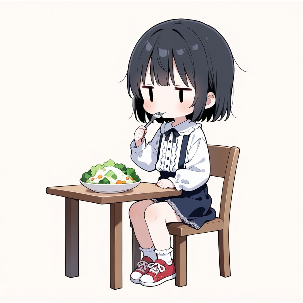サラダを食べる