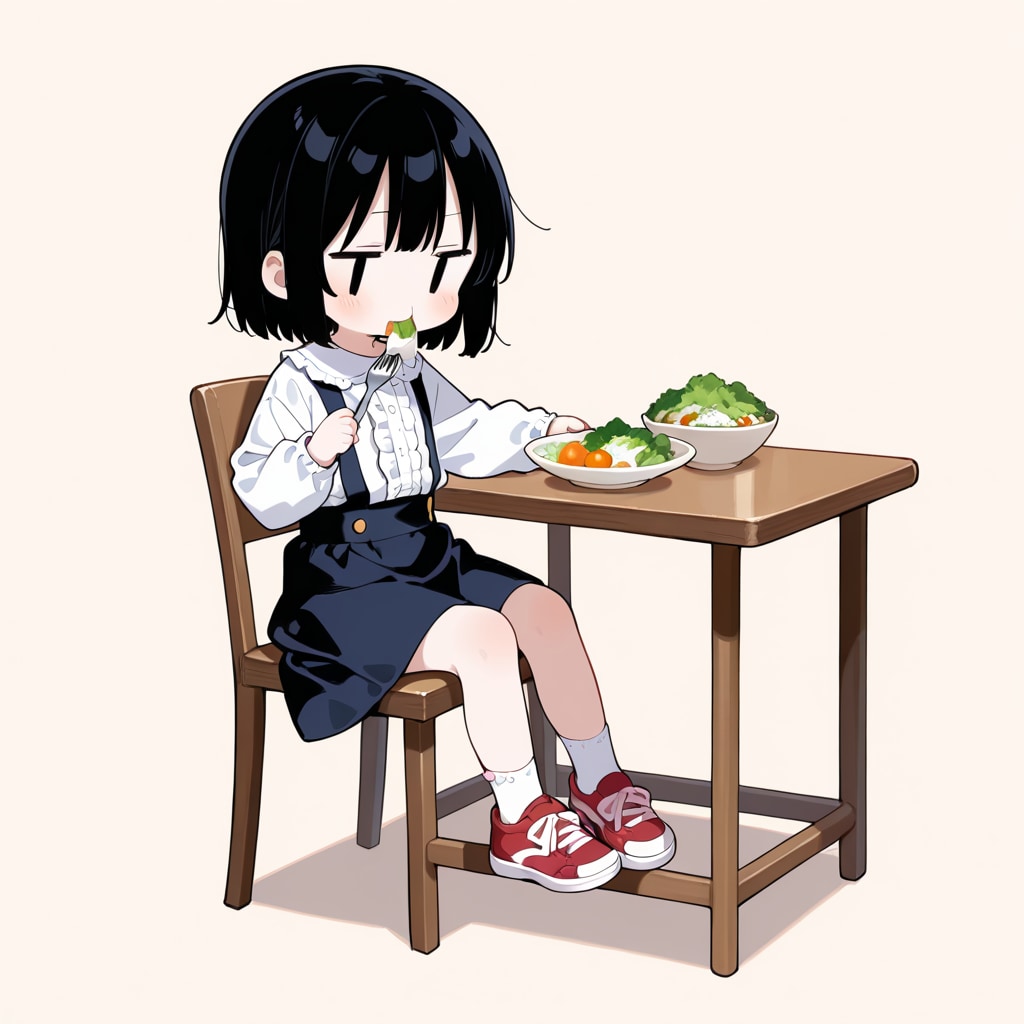 サラダを食べる