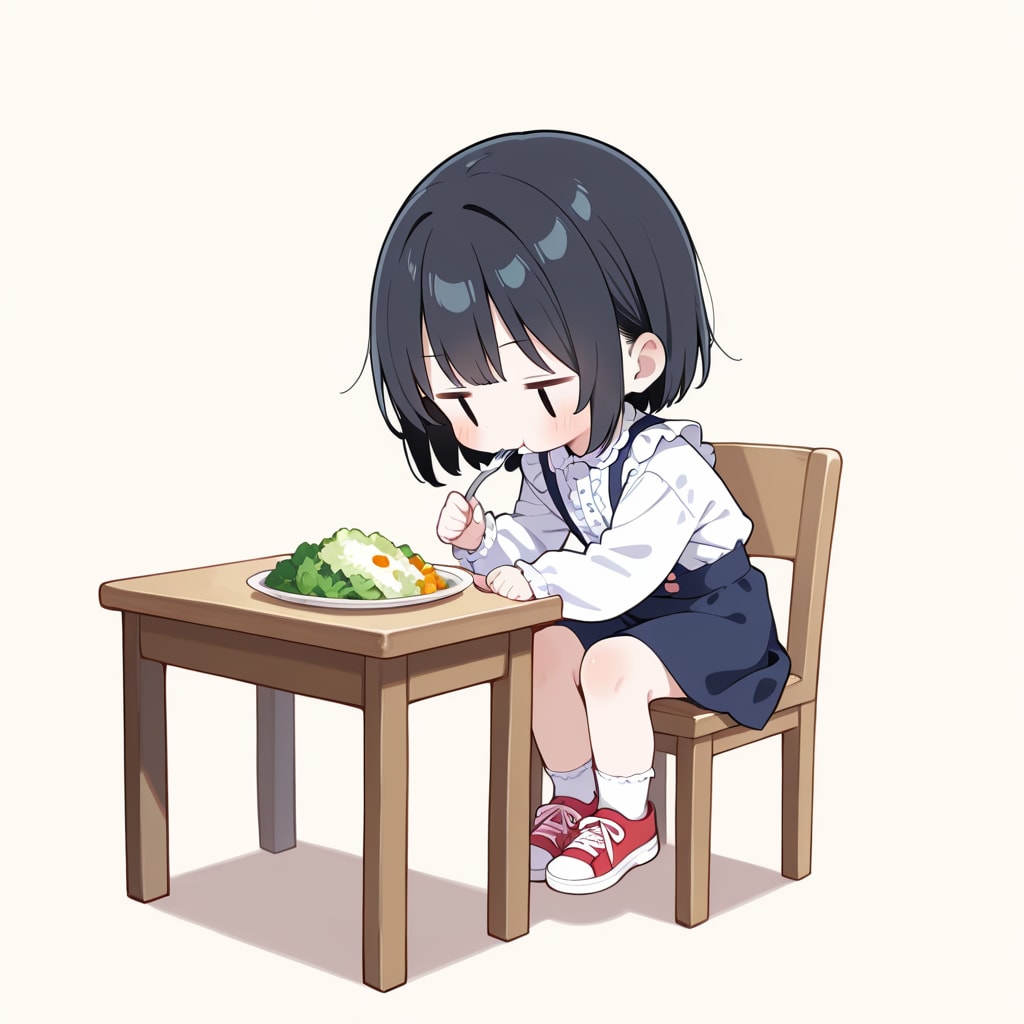 サラダを食べる