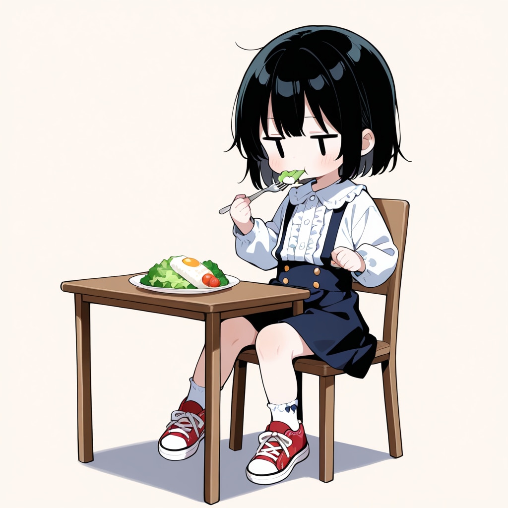 サラダを食べる