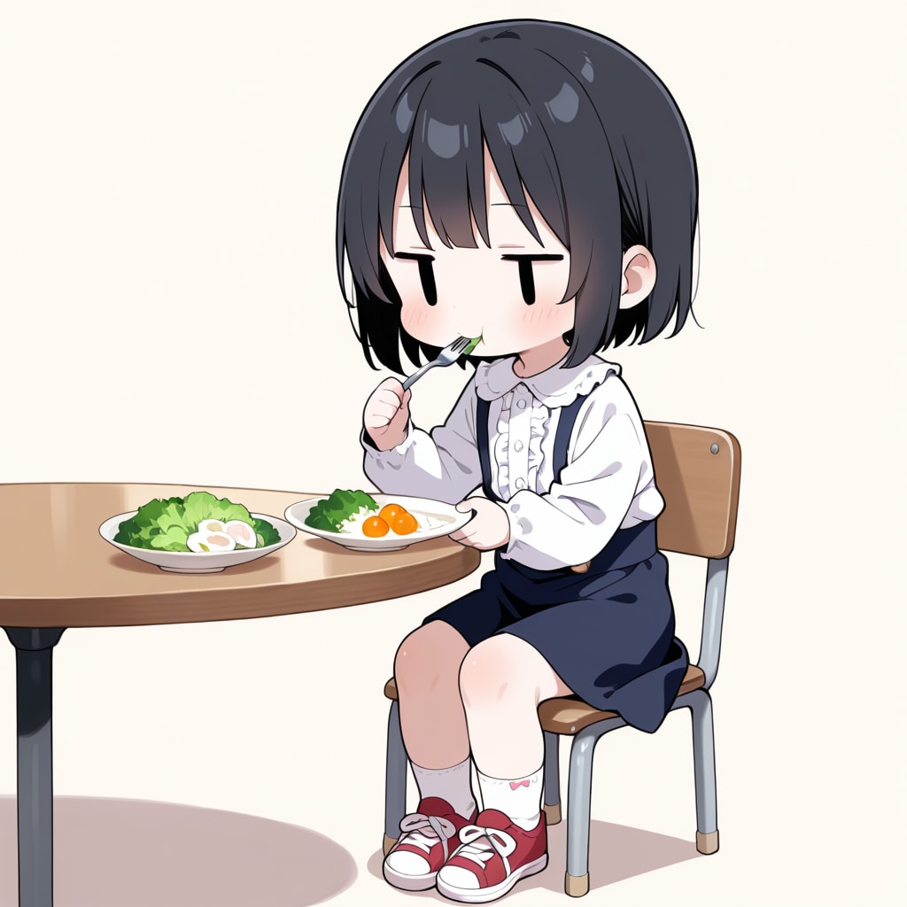 サラダを食べる