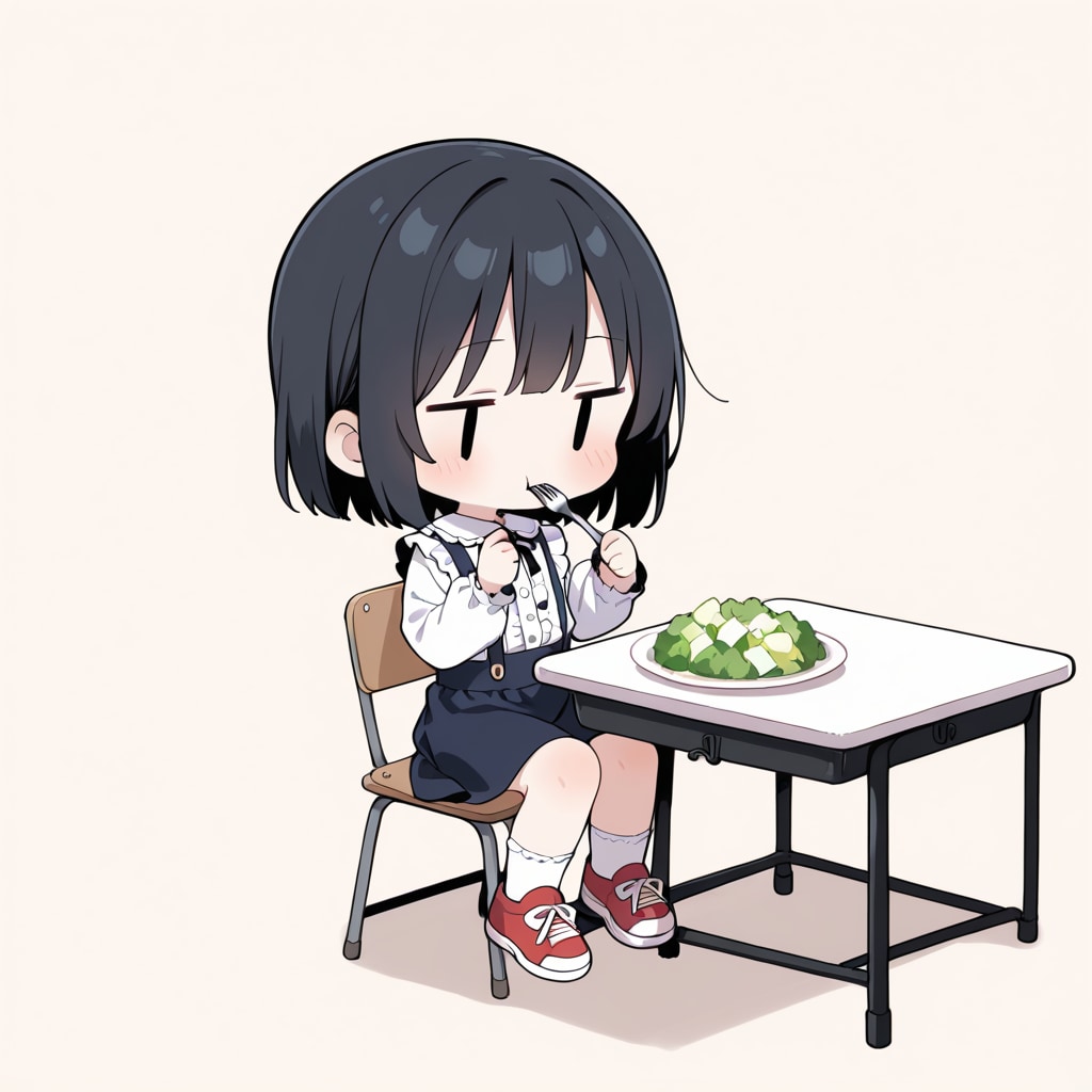 サラダを食べる