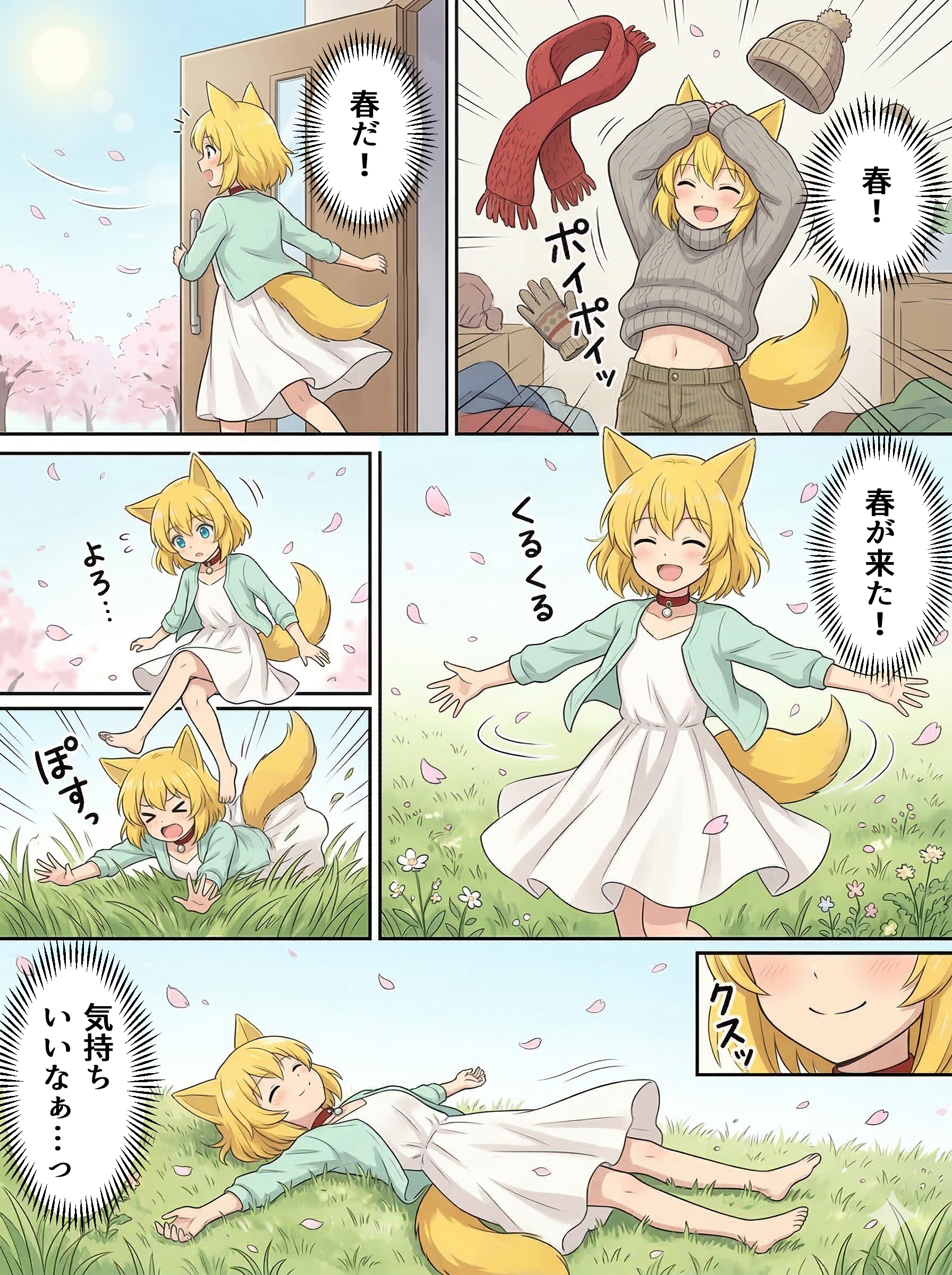 春の訪れに浮かれるキツネ | の人気AIイラスト・グラビア