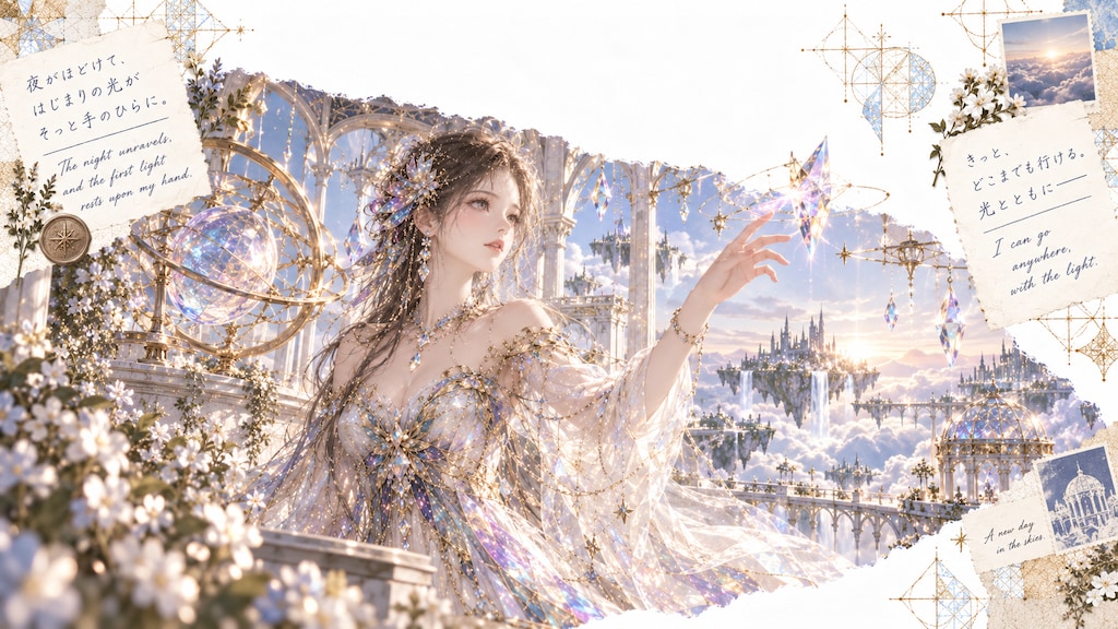 Reaching for the light, in a garden floating among the clouds.  The night unravels, and the first li