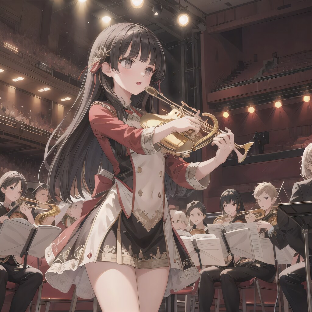 黒髪ロングでブラスバンドの少女１６