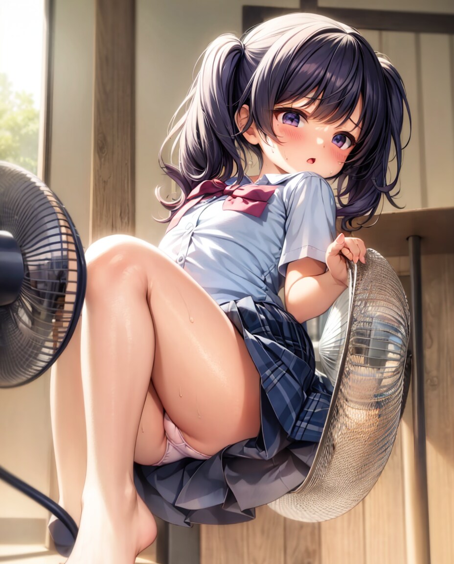 暑すぎて扇風機に入るロリ【ネタ】