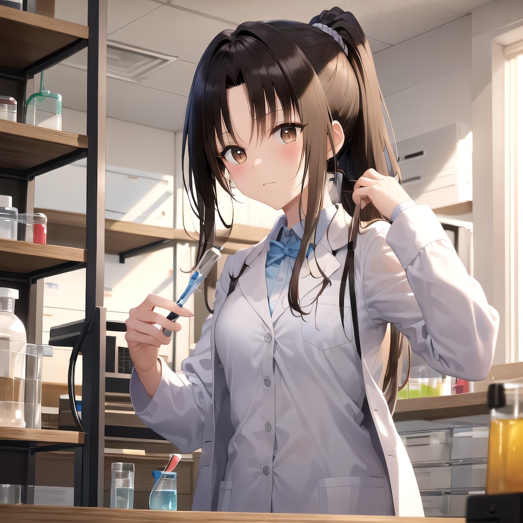 黒髪ポニテで白衣の少女４