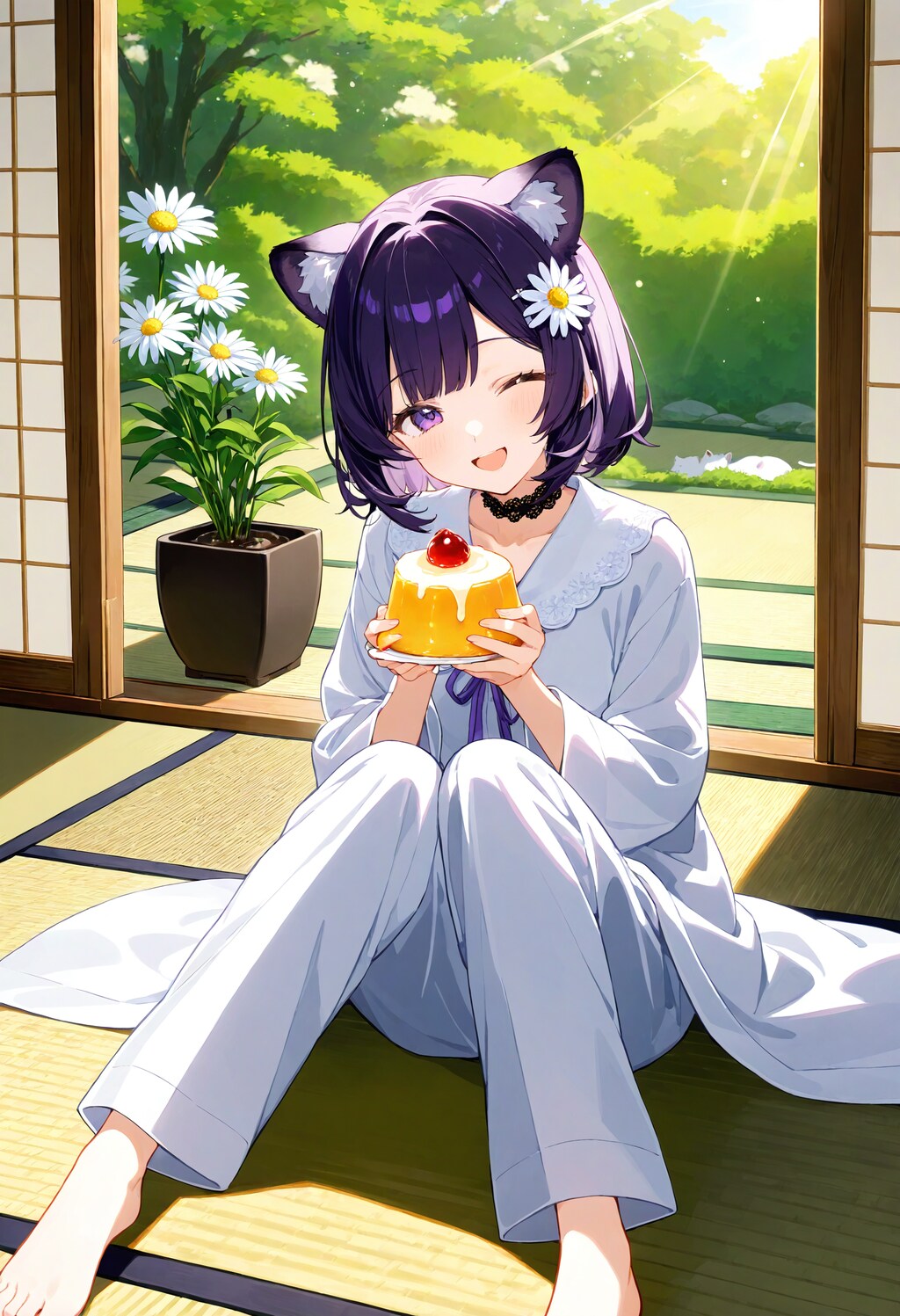ケモ耳でプリンを食べるひまり