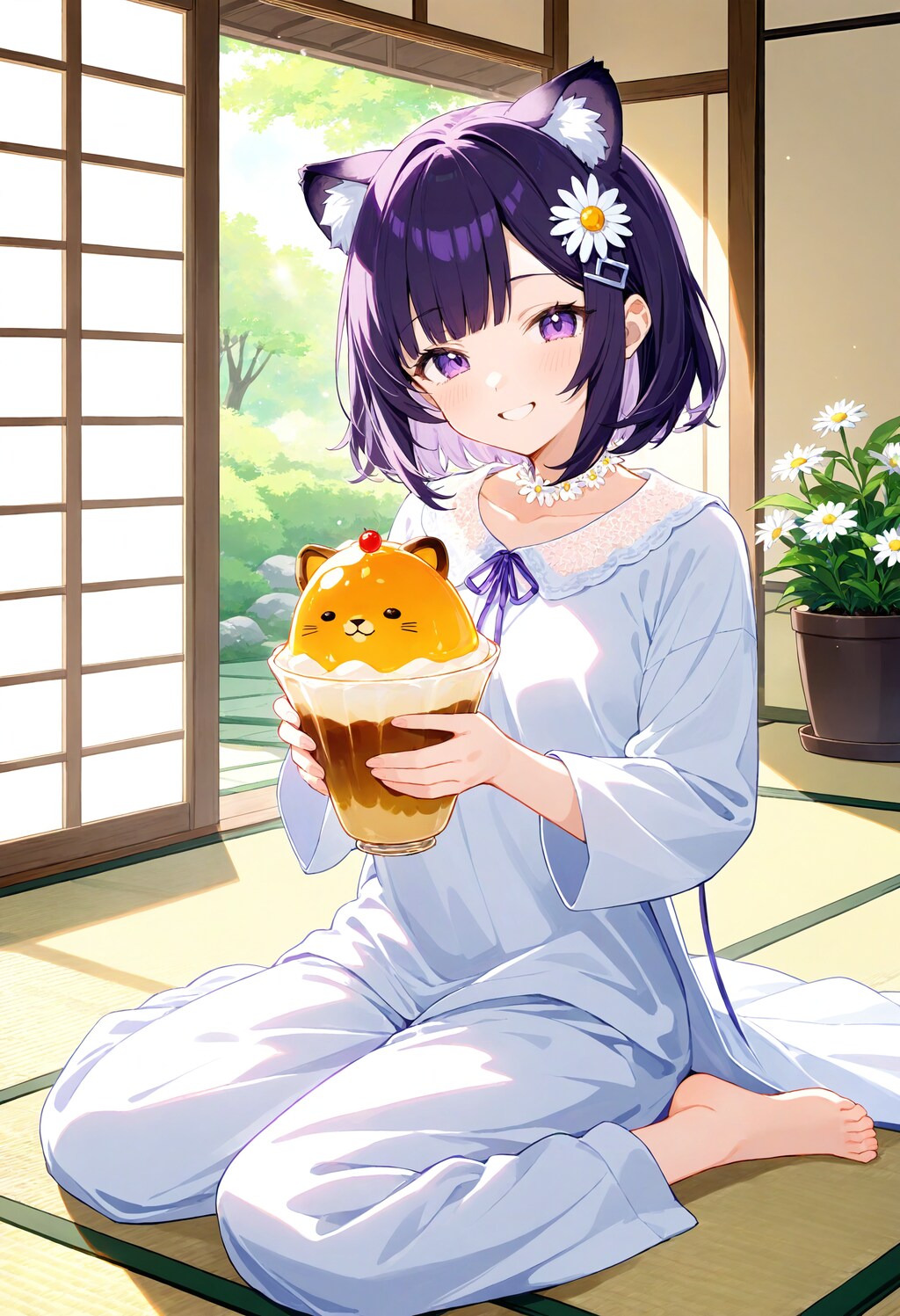 ケモ耳でプリンを食べるひまり