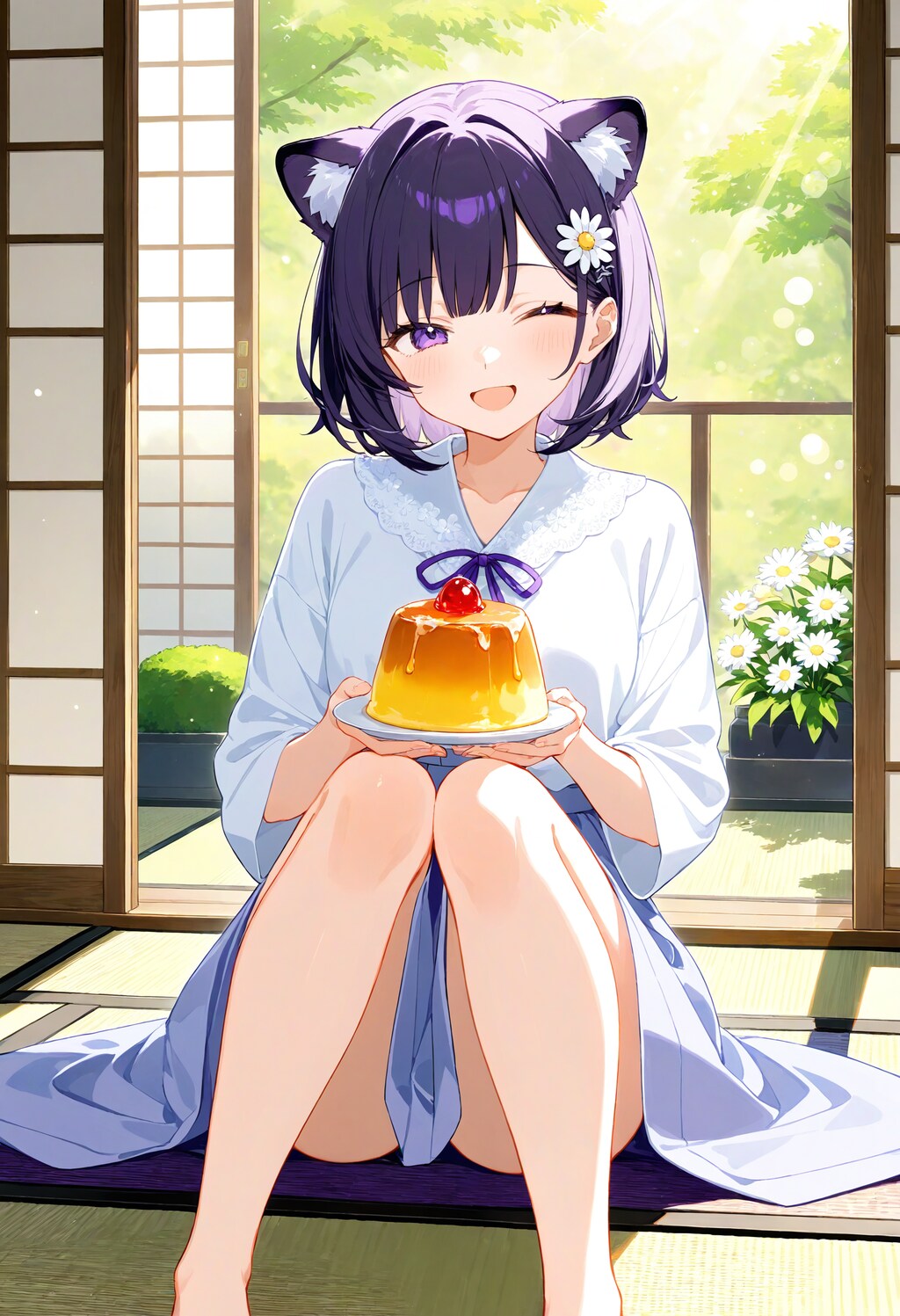 ケモ耳でプリンを食べるひまり