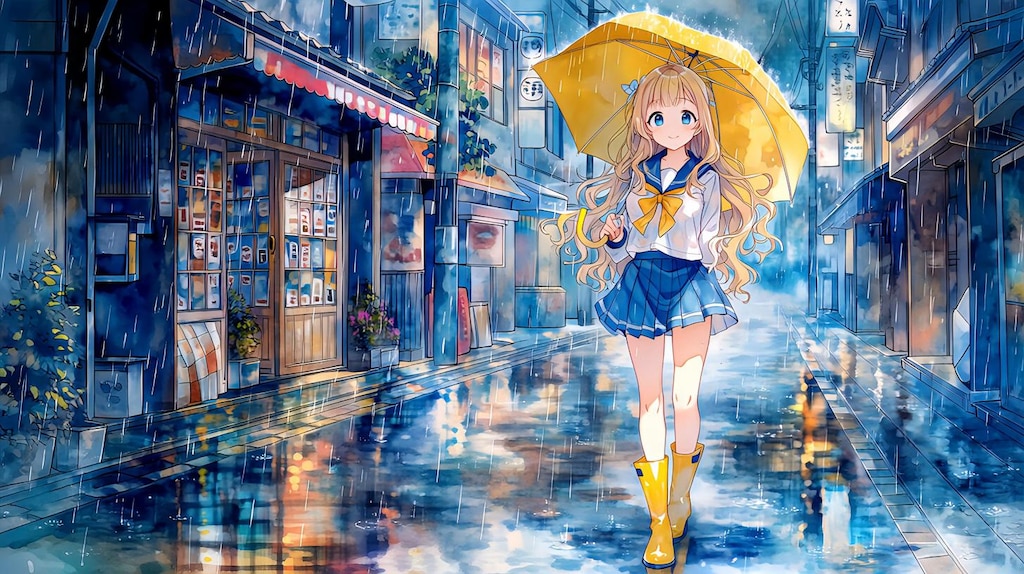 黄色い傘と君