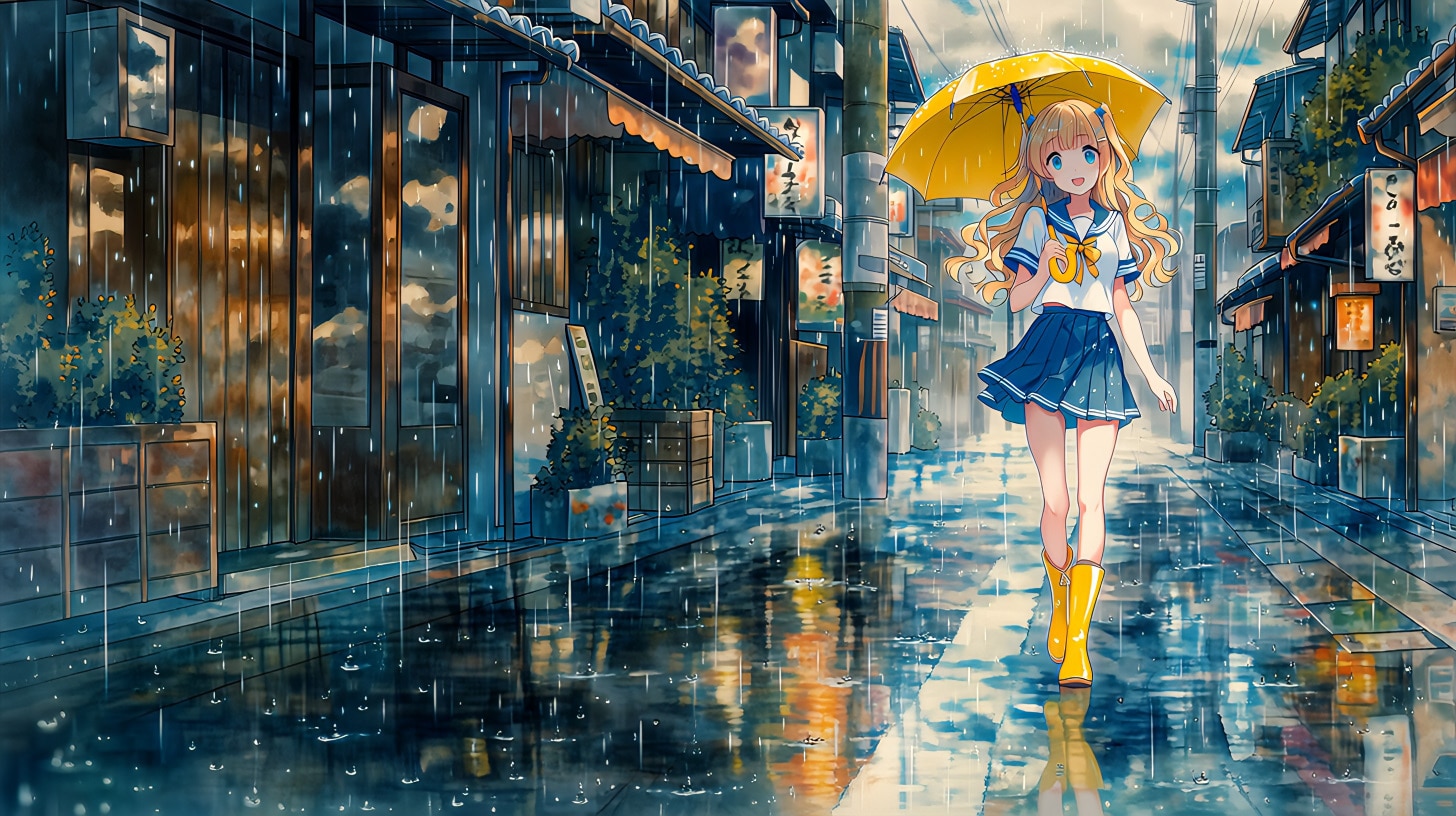 黄色い傘と君