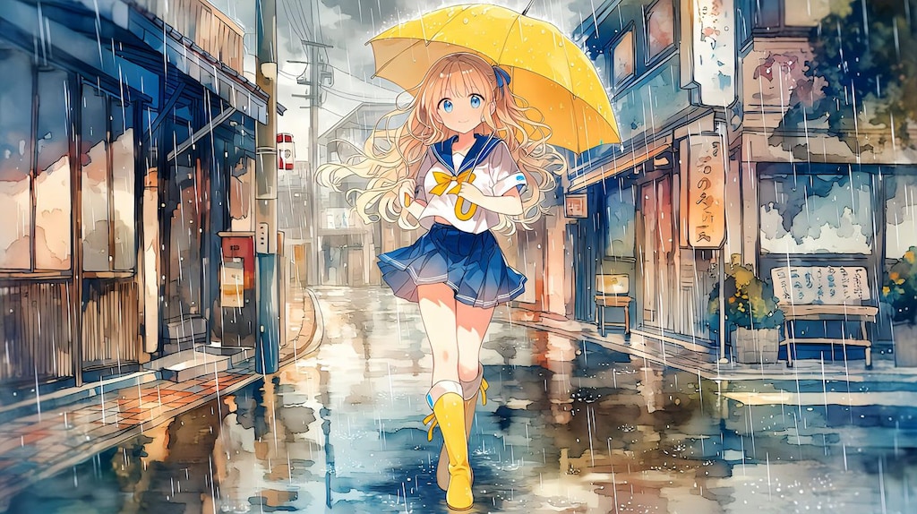 黄色い傘と君